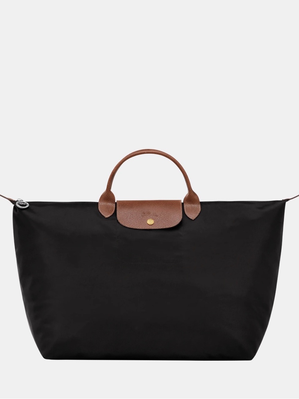 Longchamp Le Pliage Original XL Travel Bag Black Leather Weekender Duffel